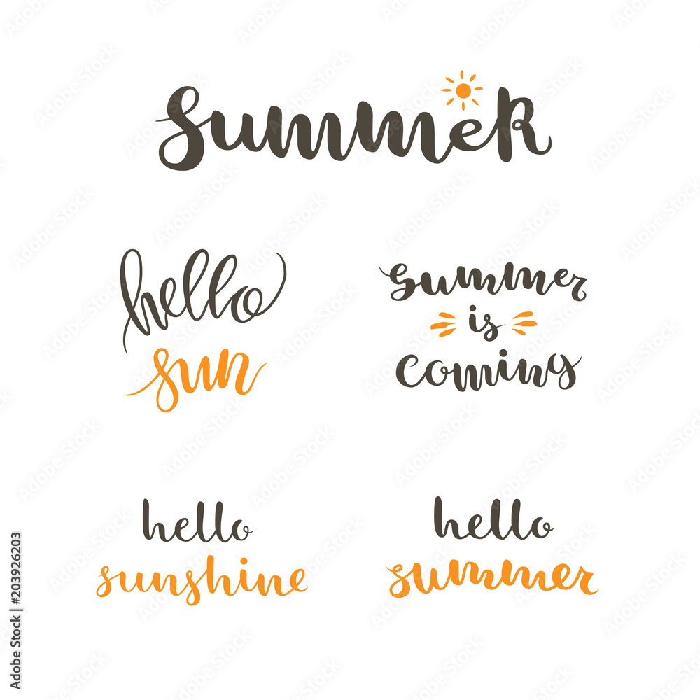 Vector collection of handwritten summer quotes.