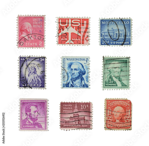 Stamps mail close up