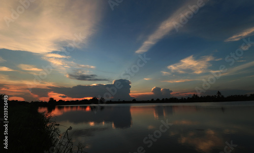 The sun is below the horizon in the evening.