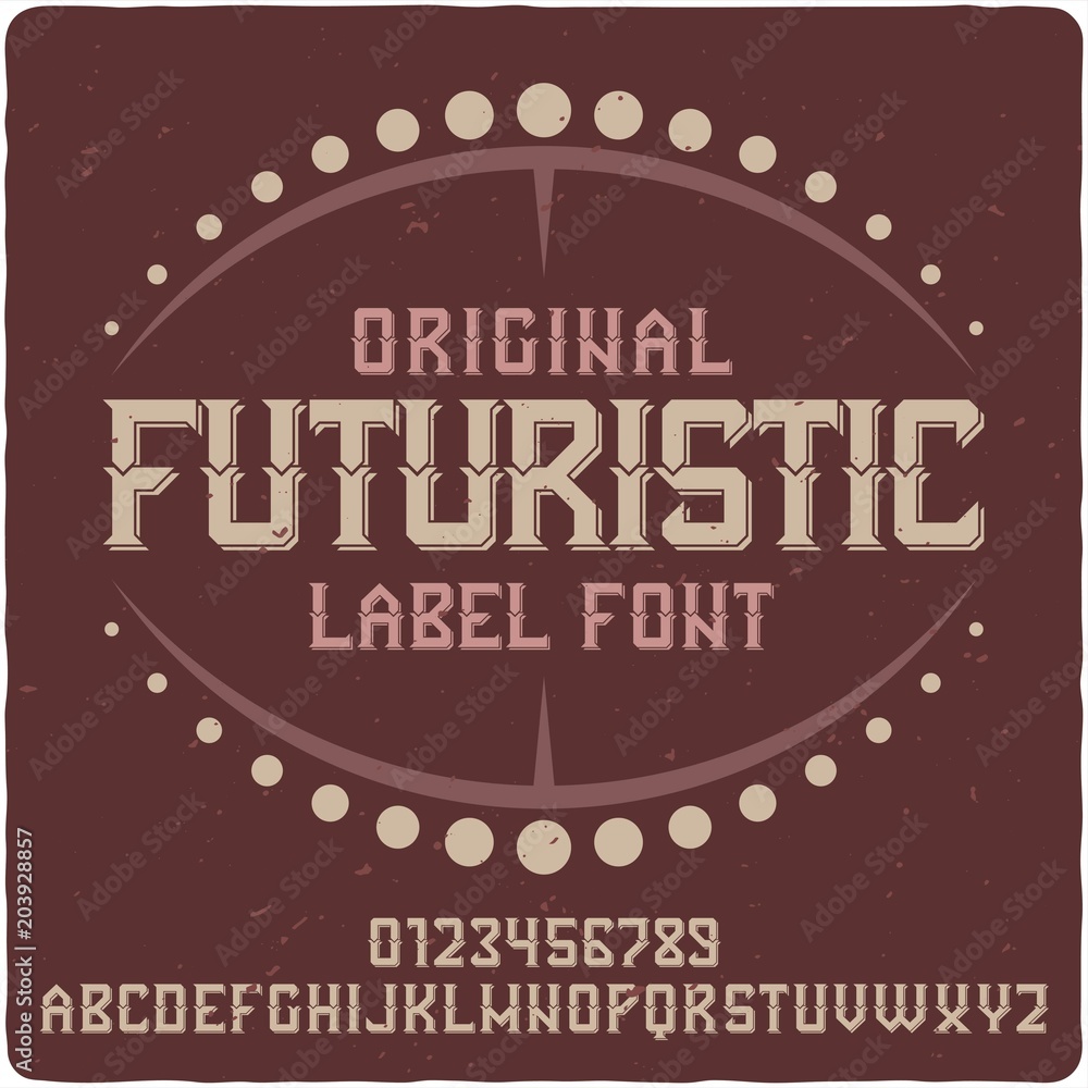 Obraz premium Original label typeface named 