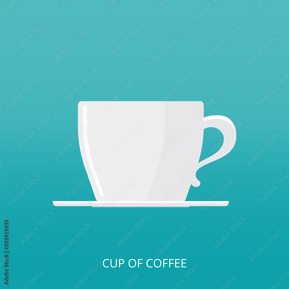 Coffee cup icon in modern flat style. Side view of a cup of coffee with saucer. Vector illustration Coffee cup icon in modern flat style. Side view of a cup of coffee with saucer. Vector illustration