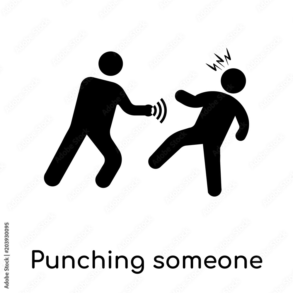 Punching someone icon isolated on white background