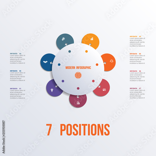 Template flower colorful infographics 7 positions