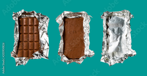 Chocolate in foil, isolated