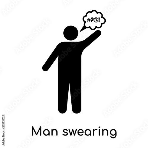 Man swearing icon isolated on white background