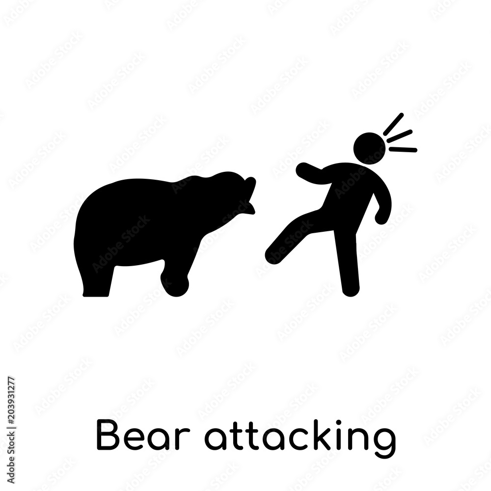 Obraz premium Bear attacking icon isolated on white background