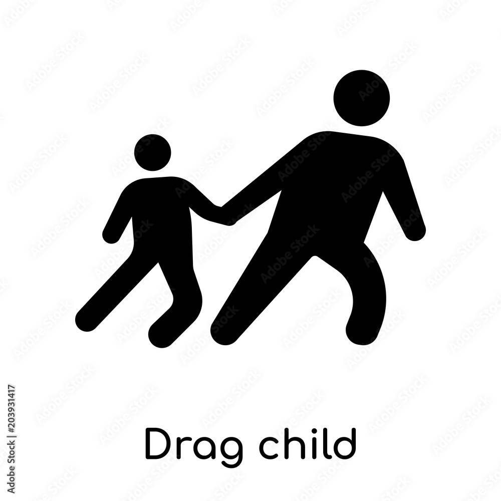 Drag child icon isolated on white background Drag child icon isolated on white background