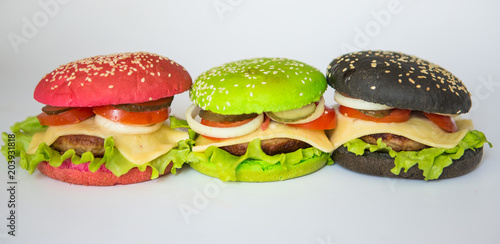 burgers on white background