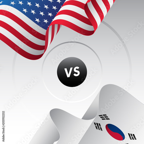 USA vs South Korea. Ice hockey championship 2018. Vector illustration.