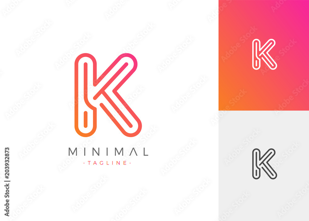 Minimal Line Letter Initial K Logo Design Template. Vector Logo ...