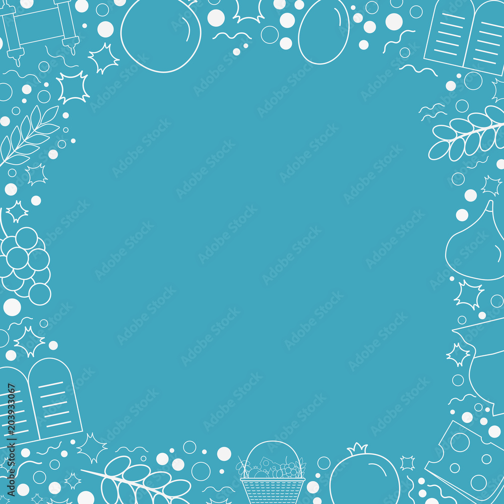 Frame with Shavuot holiday flat design white thin line icons Frame with Shavuot holiday flat design white thin line icons