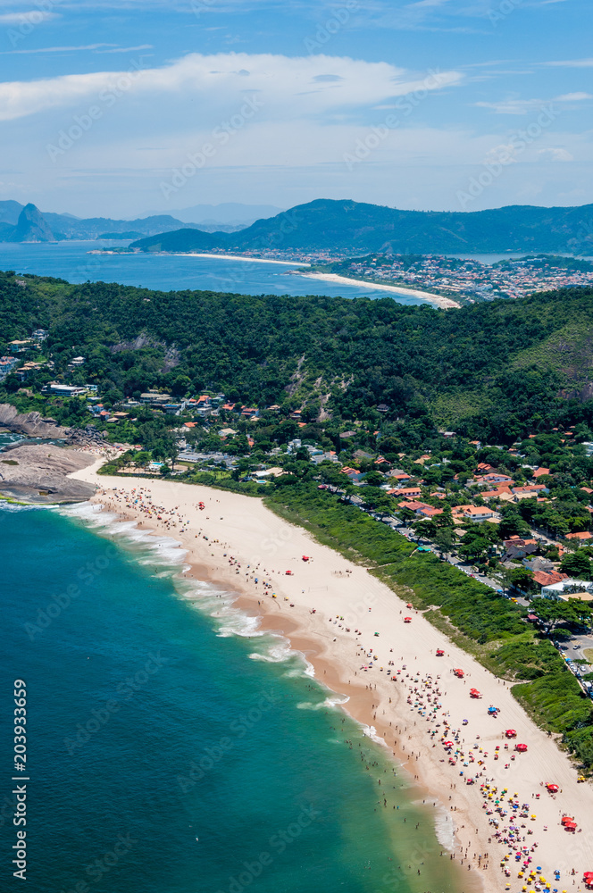 View from the top of Costao de Itacotiara (Itacoatiara rock), at Niteroi, Rio de Janeiro, RJ, Brazil