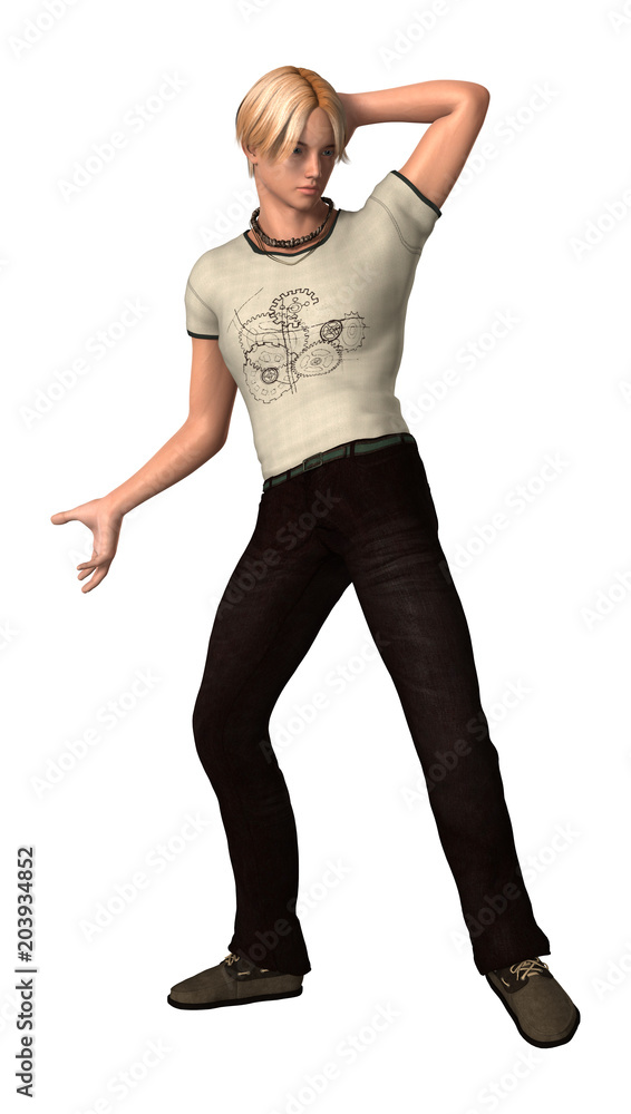 3D Rendering Teenager Boy on White 3D Rendering Teenager Boy on White