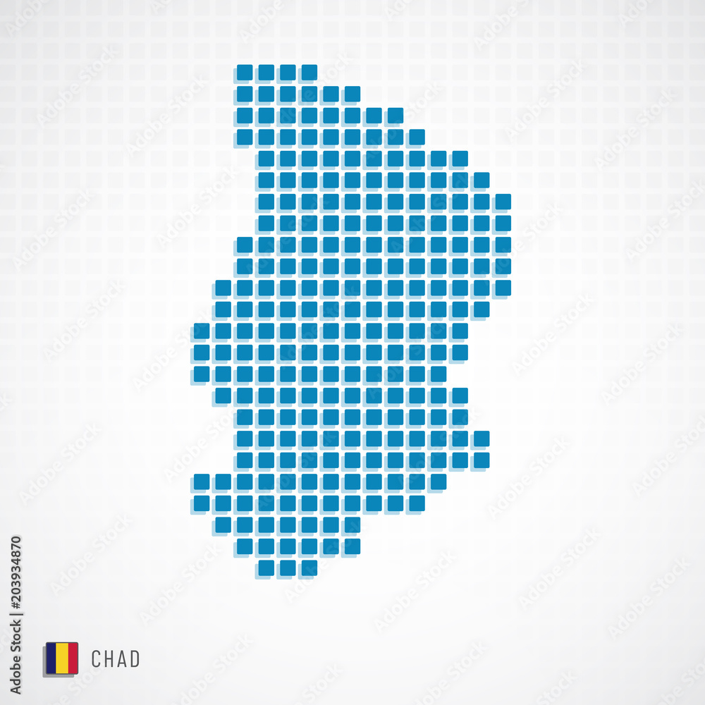 Fototapeta premium Chad map and flag icon