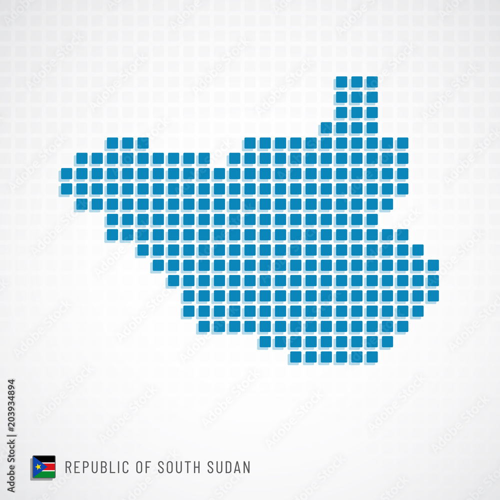 Republic of South Sudan map and flag icon