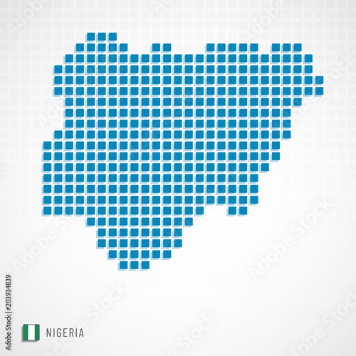 Nigeria map and flag icon