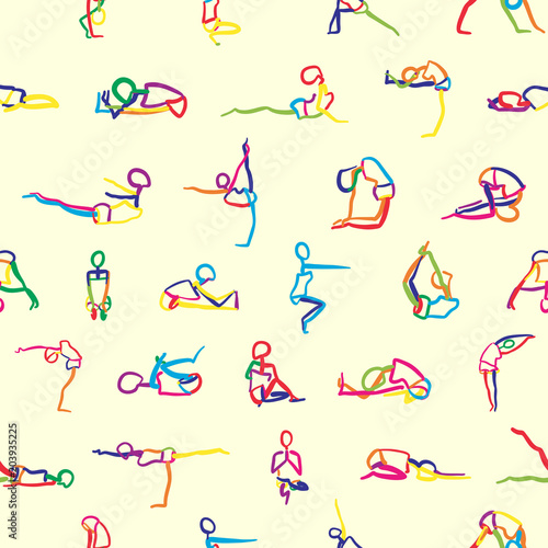 seamless pattern of yoga poses