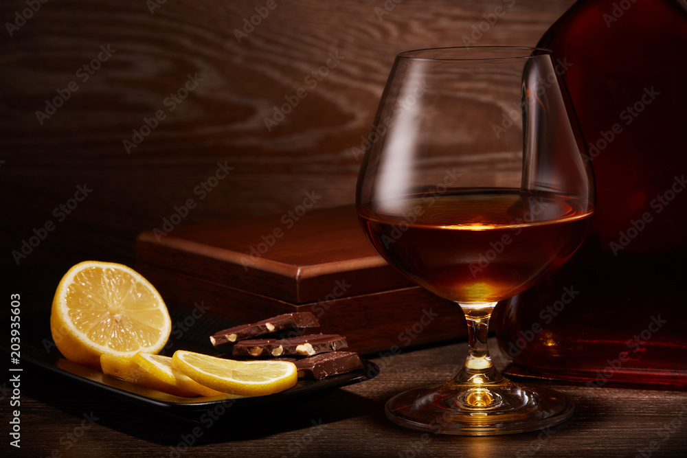 Cognac, lemon and chocolate. Cognac, lemon and chocolate.