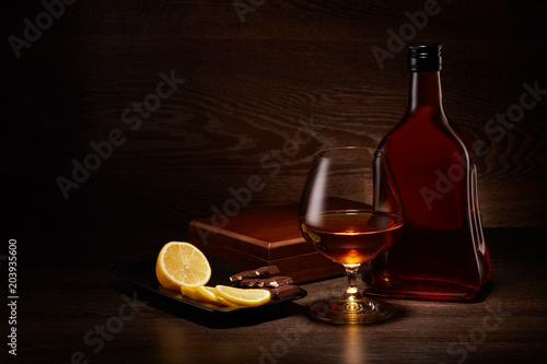 Cognac, lemon and chocolate.