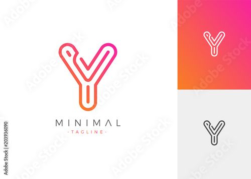Minimal Line Letter Initial Y Logo Design Template. Vector Logo Illustration