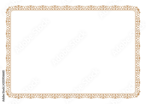 Floral style gold frame for certificate or book page border
