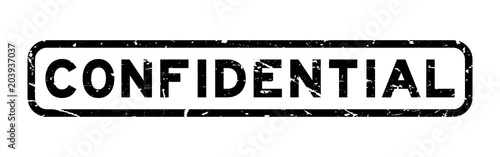 Grunge black confidential word square rubber seal stamp on white background