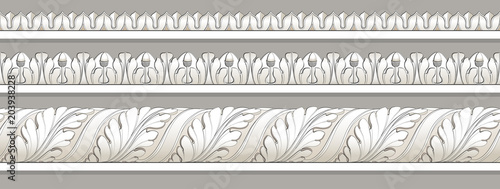 Set vector classic floral  border, moldings from plaster. 