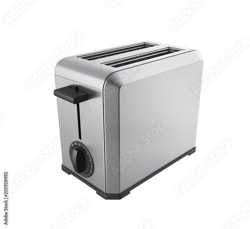 Grey metal toaster without shadow isolated on white background 3d