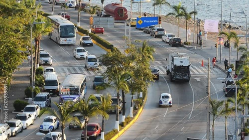 Traffic in Av Costera Miguel Aleman at Acapulco in Mexico