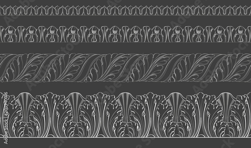 Set vector classic floral  border, moldings from plaster. 
