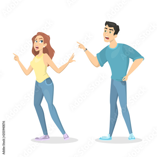 Isolated couple quarrel.