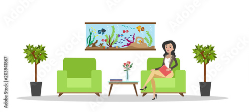 Travel agency room.