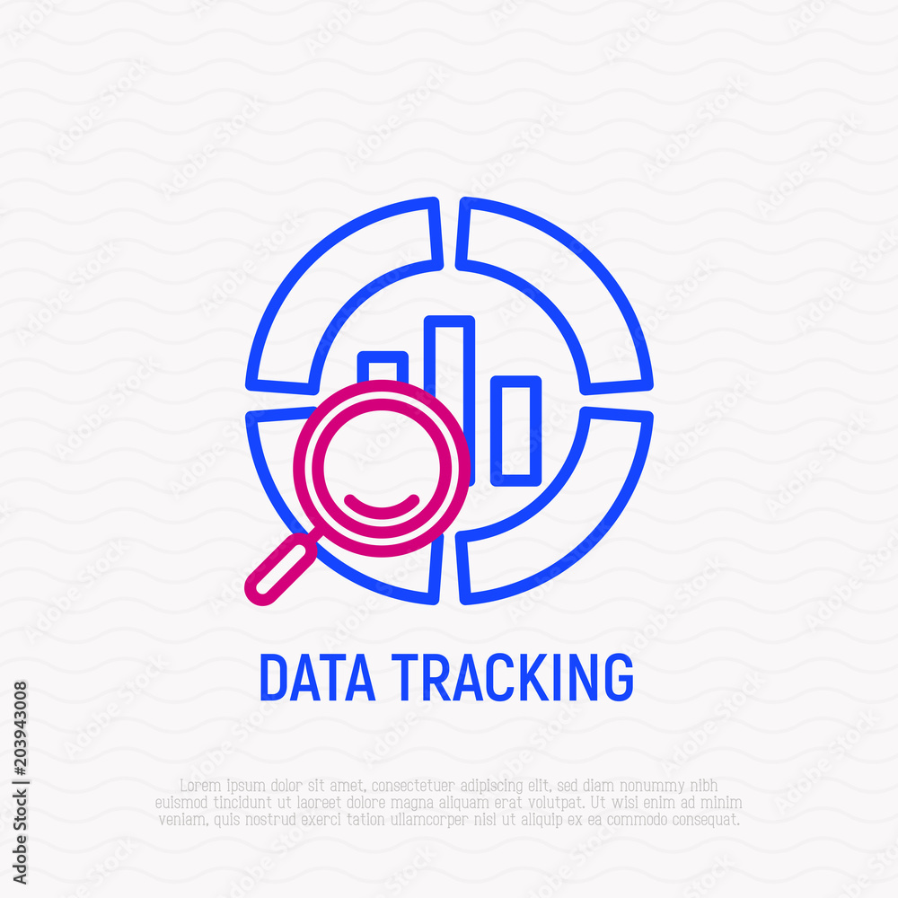 Obraz premium Data tracking thin line icon. Modern vector illustration.