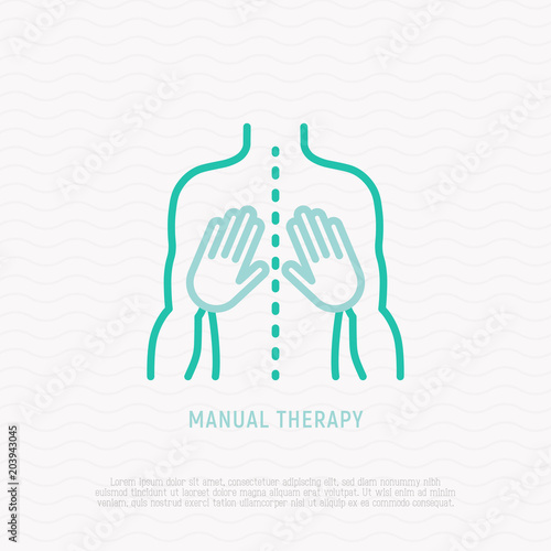 Manual therapy thin line icon. Modern vector illustration of physiotherapy. photo