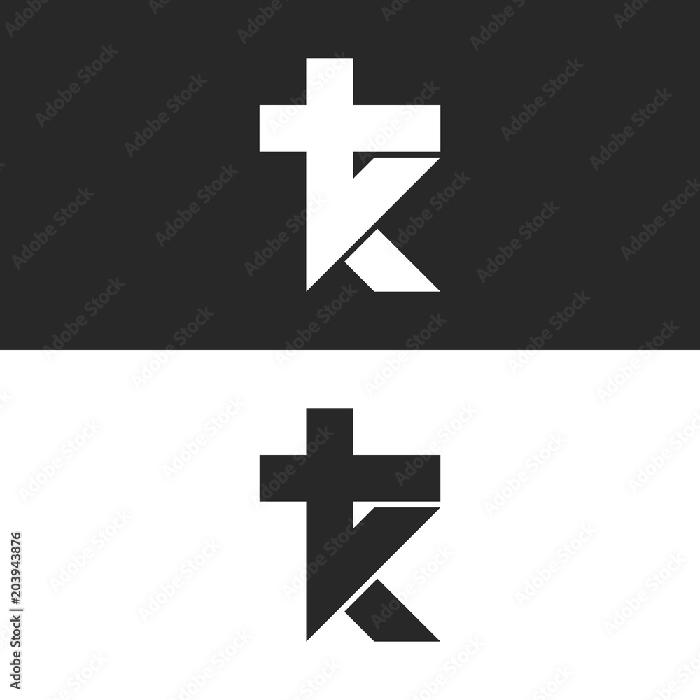 Obraz premium Initials TK Logo, simple mark KT monogram emblem, combination two letters T and K minimal style