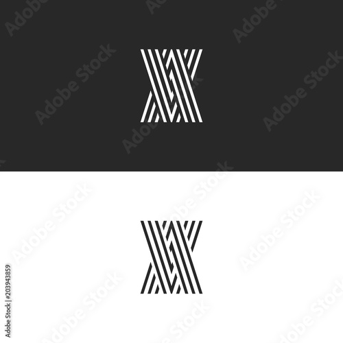 Initials logo VA letters monogram, overlapping parallel thin lines creative identity AV emblem, combination two letters A V, direction arrows icon