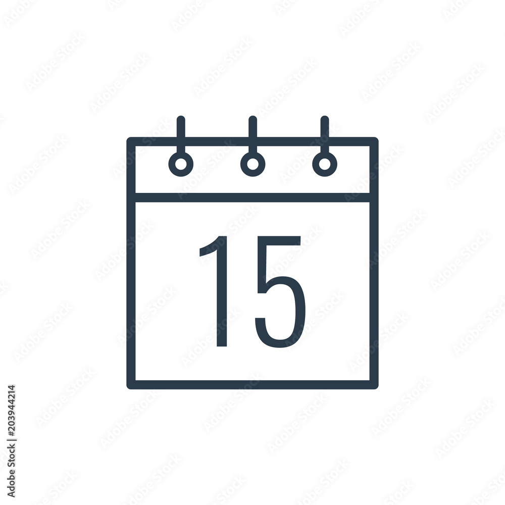 Linear icon of the fifteenth day of the calendar. Linear icon of the fifteenth day of the calendar.