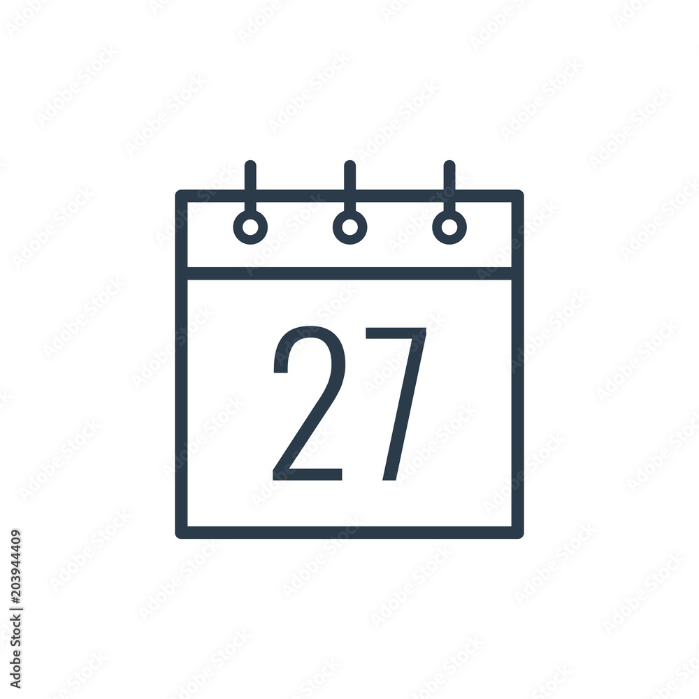 Linear icon of the Twenty-seventh day of the calendar. Linear icon of the Twenty-seventh day of the calendar.