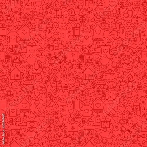 Charity Red Line Seamless Pattern