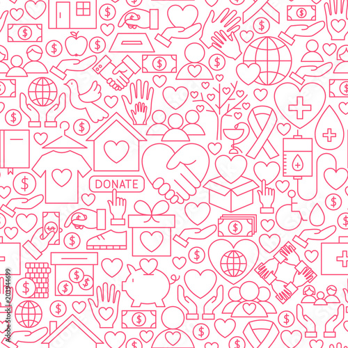 Donation White Line Seamless Pattern