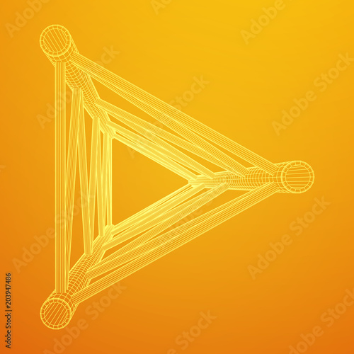 Truss girder element. Wireframe low poly mesh vector illustration.