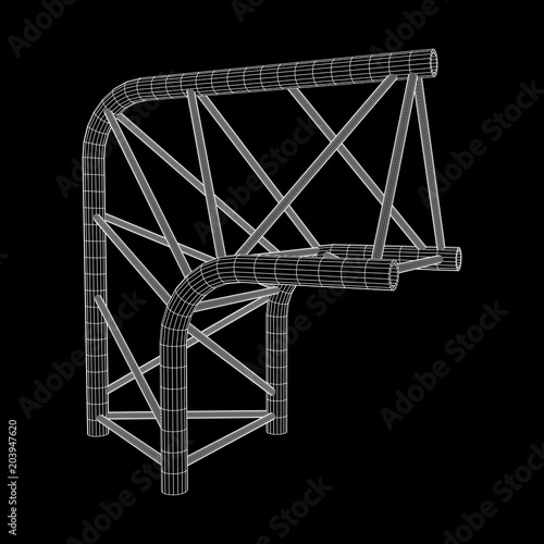 Truss girder element. Wireframe low poly mesh vector illustration.