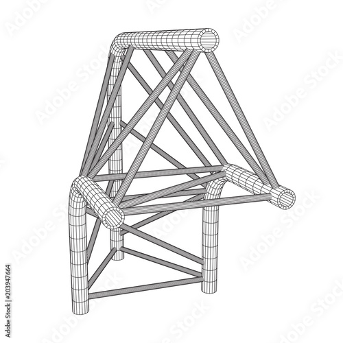 Truss girder element. Wireframe low poly mesh vector illustration.