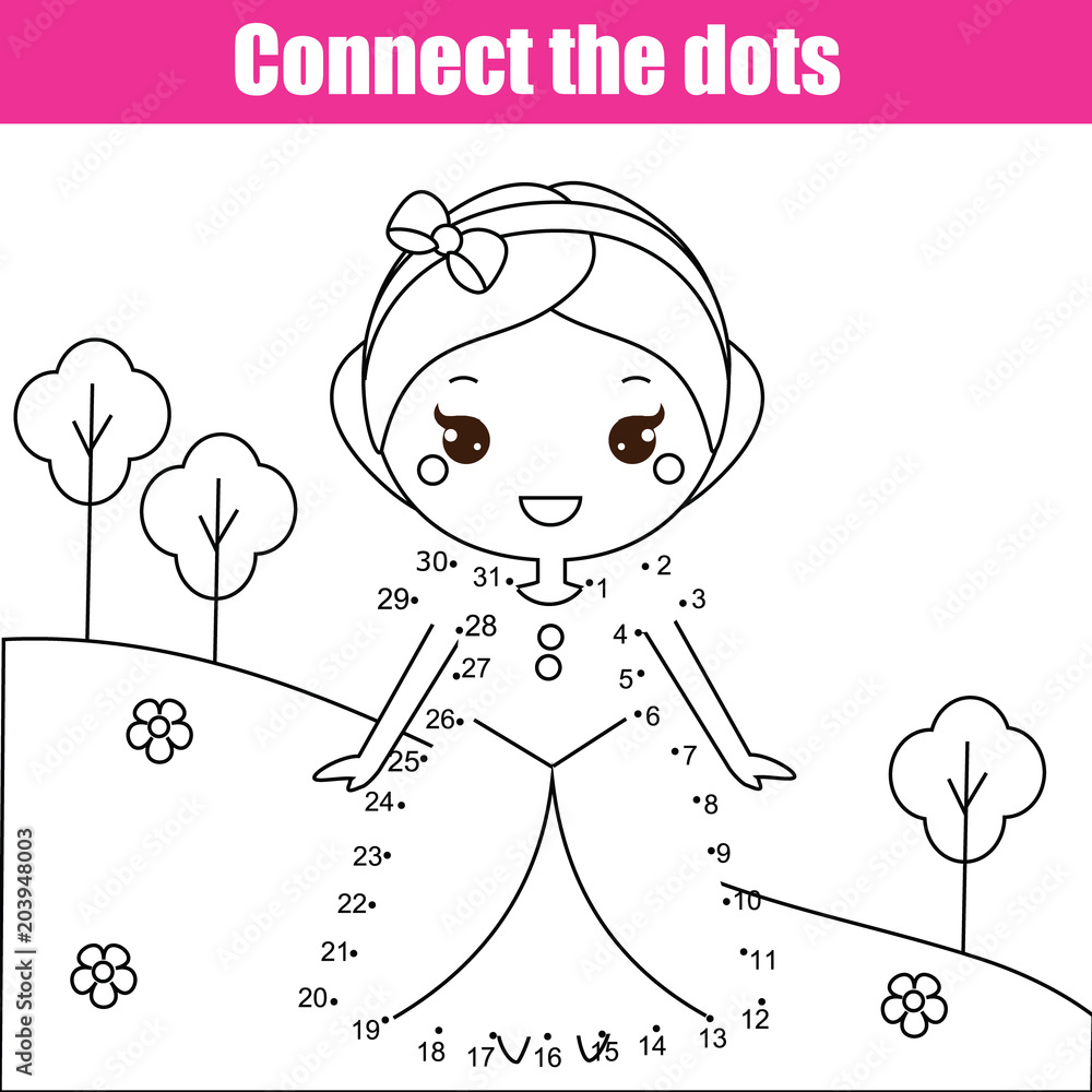 Connect the dots by numbers children educational game. Printable ...