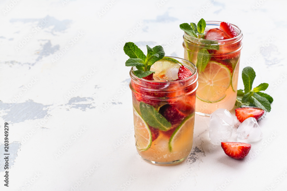Refreshing summer sangria with strawberry and lime Refreshing summer sangria with strawberry and lime