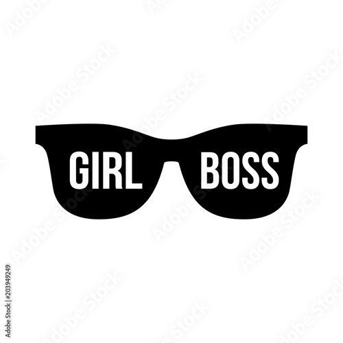 Sunglasses with words girl boss on a white background. Fashion Modern Stylish Black woman Glasses. Vector illustration isolated on white background