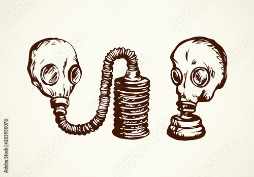 Vector drawing. Gas mask