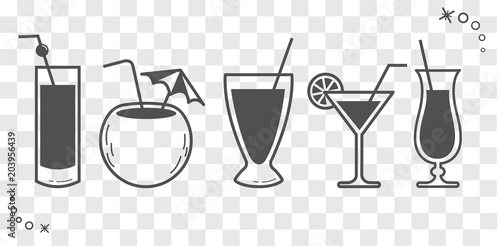 cocktail drinks  linear style silhouette