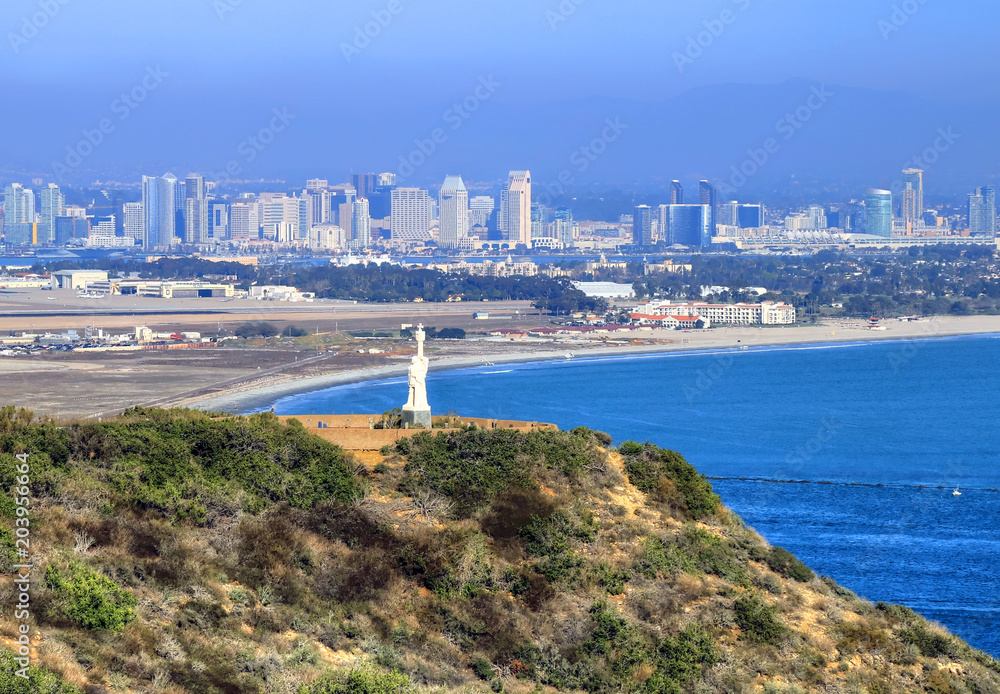 View of San Diego, California from the Cabrillo National Monument at Point Loma.