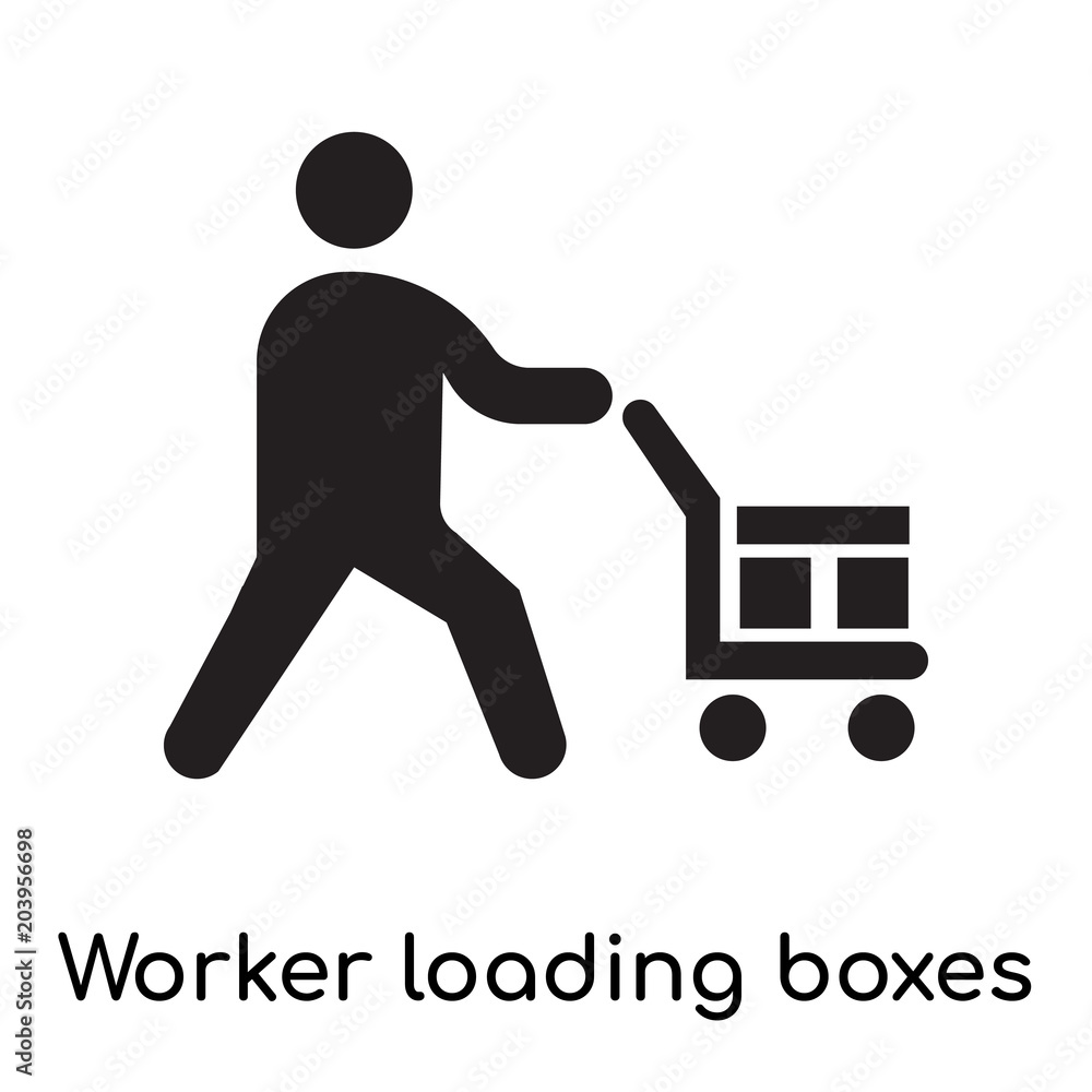 Worker loading boxes icon isolated on white background Worker loading boxes icon isolated on white background